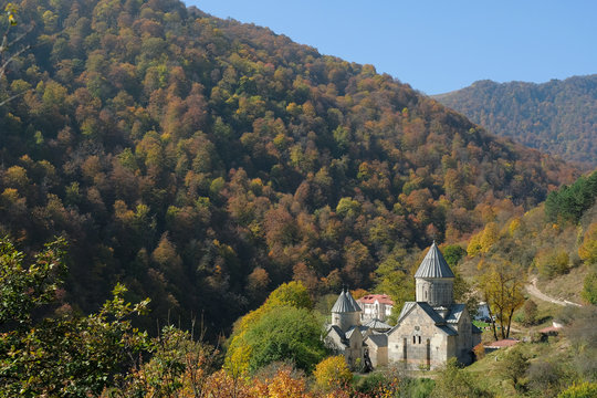 view of the monastery Dilijan, Armenia on a warm Sunny day, the Christian Apostolic Church and the Caucasus.