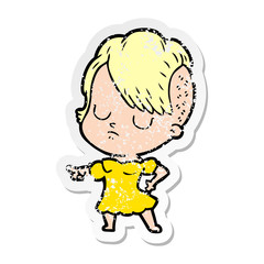distressed sticker of a cartoon woman