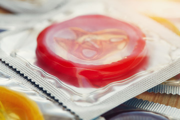 colorful condoms background, safe sex