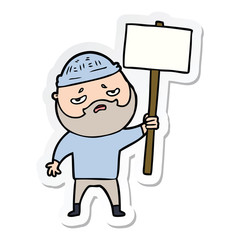 sticker of a cartoon worried man with beard