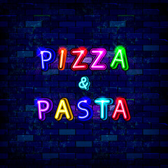 Obraz premium Pizza and pasta neon sign