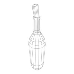 Wine bottle. Model wireframe low poly mesh vector illustration
