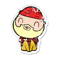 distressed sticker of a cartoon bearded man
