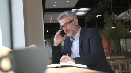 Businessman preparing meeting in modern office space
