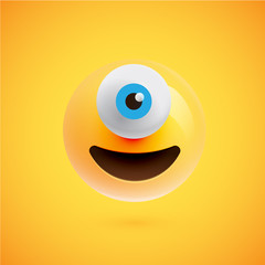 One-eyed high-detailed emoticon, vector illustration