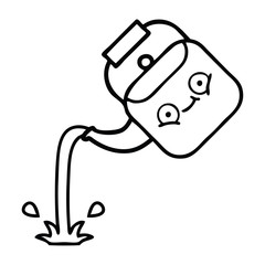 line drawing cartoon pouring kettle