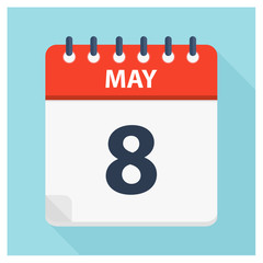 May 8 - Calendar Icon - Calendar design template