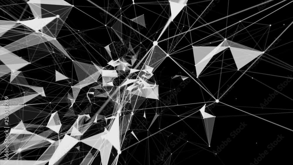Poster flying through a digital universe of nodes, designed to be used with blending modes.