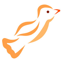 flying bird, orange outline, small cute pigeon