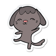 sticker of a happy cartoon dancing dog