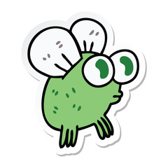 sticker of a quirky hand drawn cartoon fly