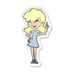 sticker of a cartoon girl making point