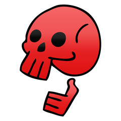 quirky gradient shaded cartoon skull