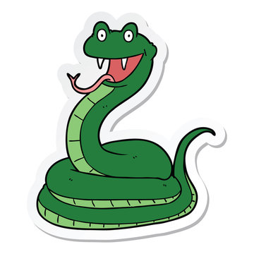 sticker of a cartoon happy snake