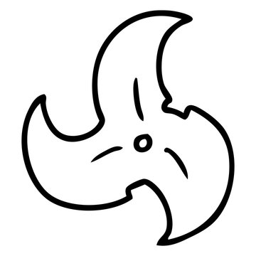 recommend clip art: line drawing doodle of a single ninja throwing star