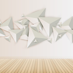 Abstract 3D triangles on light background, vector illustration
