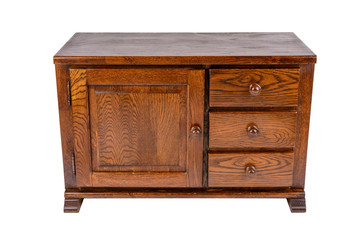 Old wooden dresser isolated on white background - image