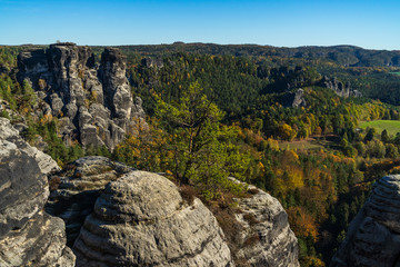 Autumn in Saxon Switzerland (Elbe Sandstone Mountains). Germany.