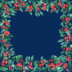 berries square frame dark blue