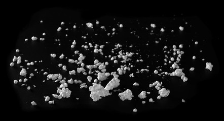 Crumbled styrofoam isolated on black background