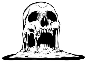 skull that is melting vector drawing illustration - 253517269