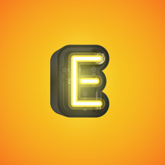 Realistic neon character from a set with console, vector illustration