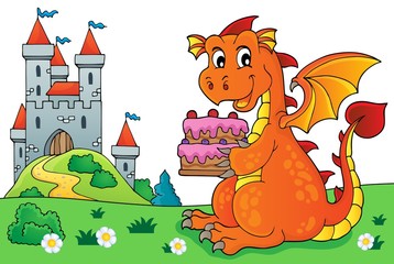 Dragon holding cake theme image 5