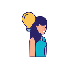 young woman with light bulb