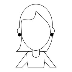 Woman faceless avatar cartoon in black and white