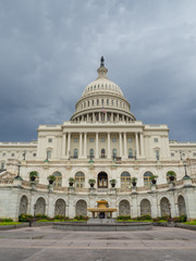 Fototapeta na wymiar Washington DC, District of Columbia [United States US Capitol Building, shady cloudy weather before raining, faling dusk, ]
