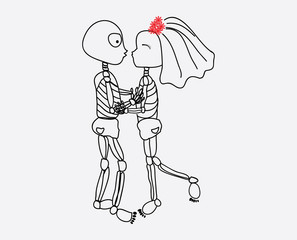 Wedding of Human skeleton bones.