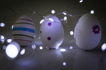 easter eggs and blue lights
