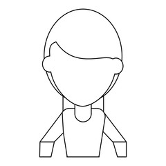 Woman faceless avatar cartoon in black and white