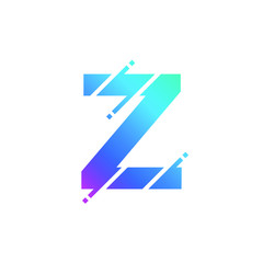Letter Z Uppercase Glitch Style Font Alphabet Modern Logo Vector - 253522222