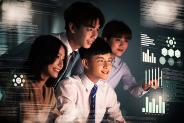 young business people working and communicating at the office