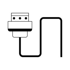 HDMI usb cable isolated in black and white