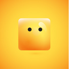 Fototapeta premium High detailed square yellow emoticon on a yellow background, vector illustration