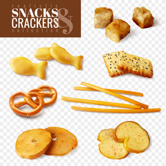 Crackers And Snacks Transparent Set - obrazy, fototapety, plakaty