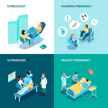 Gynecology And Pregnancy Concept Icons Set