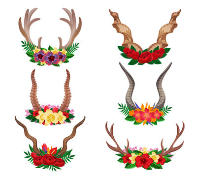Horns Ornamental Floral Set