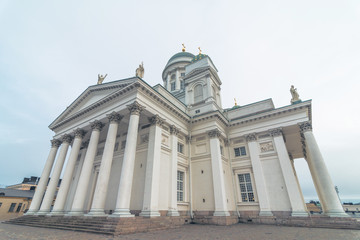 Fototapeta na wymiar Famous Helsinki St. Nicholas Cathedral Lutheran church Helsinki, Finland