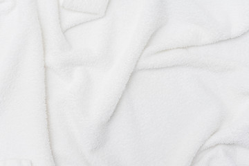 Fototapeta premium white crumpled blanket, texture, top view