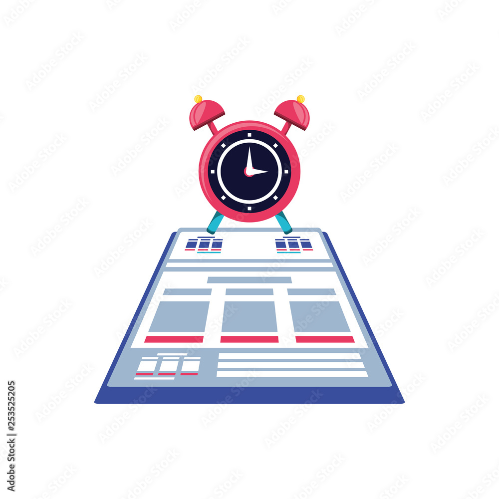 Poster alarm clock with document isolated icon