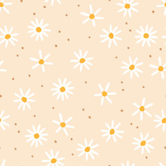 Vector seamless Floral pattern.Abstract background with Camomile Flowers.