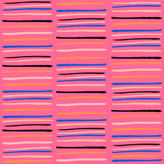 Abstract seamless pattern with Ink Lines. Vector background with multicolored Lines.
