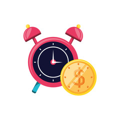 alarm clock with coin dollar