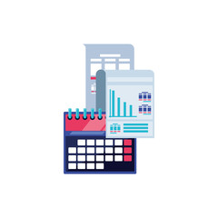 calendar reminder with document isolated icon