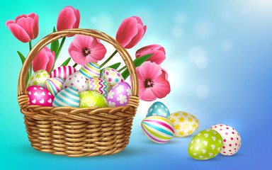 Flower Eggs Basket Composition