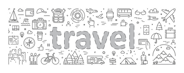 Vector line concept for travel and tourism