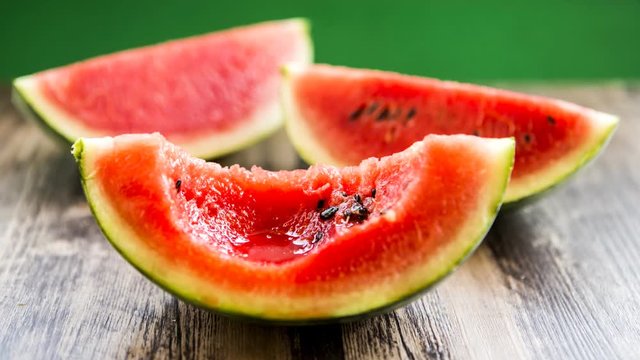 Stop motion of watermelon and bite marks , in studio Chiangmai Thailand